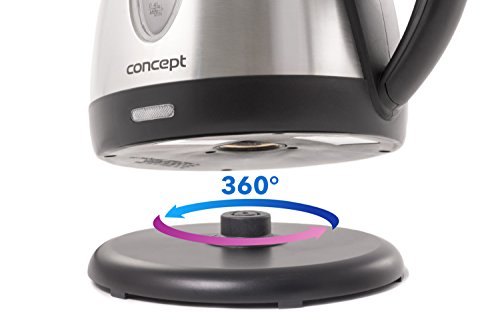 CONCEPT Hausgeräte rk3130 Edelstahl Wasserkocher, Herausnehmbarer Anti-Kalk-Filter, 1,2 L, 1630 W, mattierter edelstahl… – Bild 3