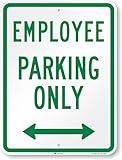 SmartSign 24 x 18 inch “Employee Parking Only” Metal Sign with Bi-Directional Arrow, 80 mil Aluminum, 3M Laminated Engineer Grade Reflective Material, Green and White, Made in USA