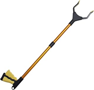 iplusmile Herramienta Recogedora de Basura con Mango con Clip para Recoger Basura Fácil de Color Dorado Y Amarillo para El Patio de La Casa