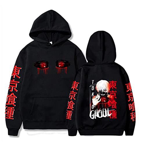 Image of kewing Tokyo Ghoul Anime Hoodie Pullover Sweatshirt Kaneki Ken Graphic Printed Tops Casual Hip Hop Streetwear