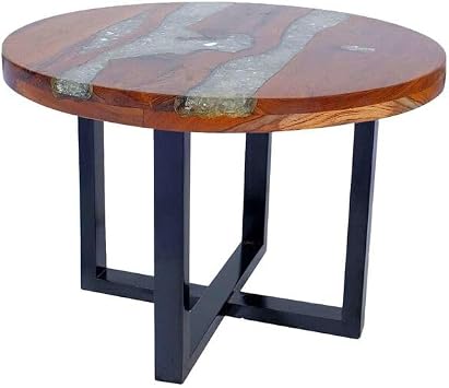 SKM Coffee Table Teak Resin Handmade Coffee Table Living Room Table Center Table for Living Room Bedroom Home Teak Resin 23.6"