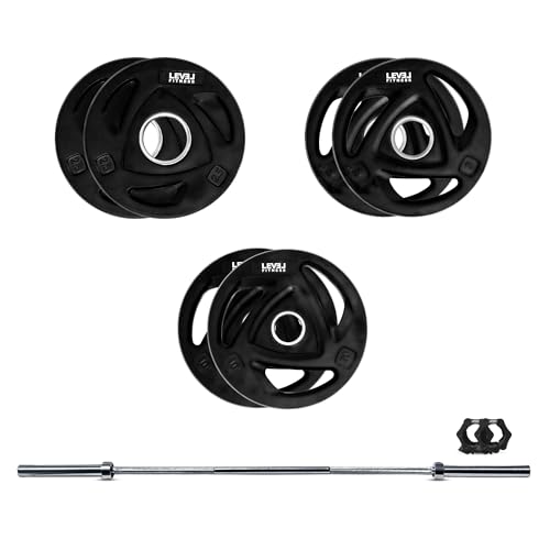 60Kg Trigrip combo Set with 6Ft Barbell | Strength Training Plates Combo for Home Gym