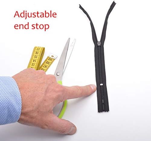 60cm Adjustable Length Invisible Zip - Grey, 5 Pieces