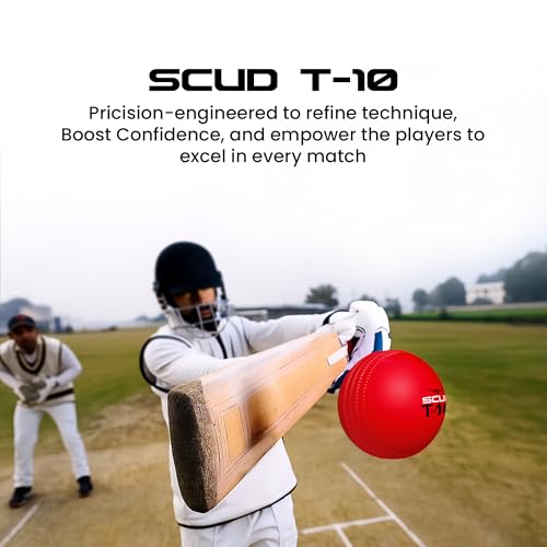 Image of SCUD T10 PVC Wind Ball for Practice | Indoor & Outdoor Soft Training Cricket Ball for Coaching & Daily Practice | Lightweight 80-85 g Durable PVC Construction (Pack of 3pc Balls, Red)