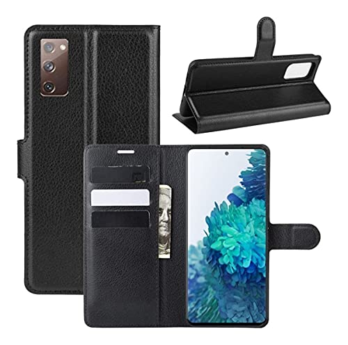 Capa Capinha Carteira De Couro Preta Para Galaxy S20 FE com Tela de 6.5 Polegadas Flip Magnética com