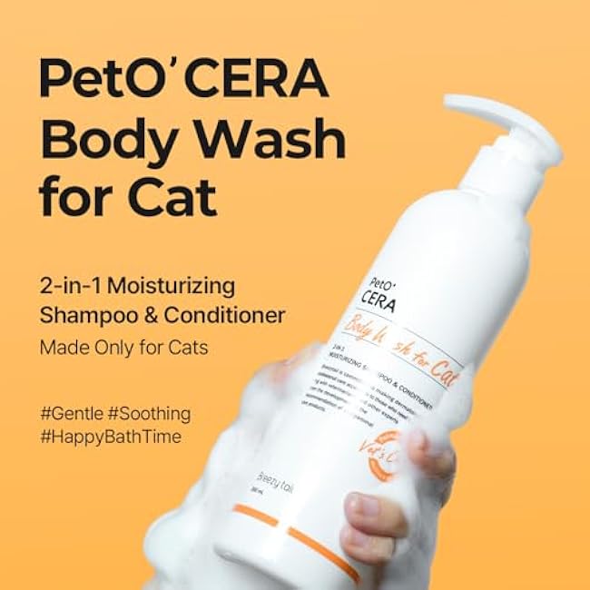 Breezytail PetO¡¯Cera All-in-One Cat Shampoo and Conditioner | Hypoallergenic Cat Skin & Coat Care | Itch Relief, Moisturizing & Rejuvenating | Veterinarian Approved and Formulated (10.1oz, 300ml)-1H80xZ2B