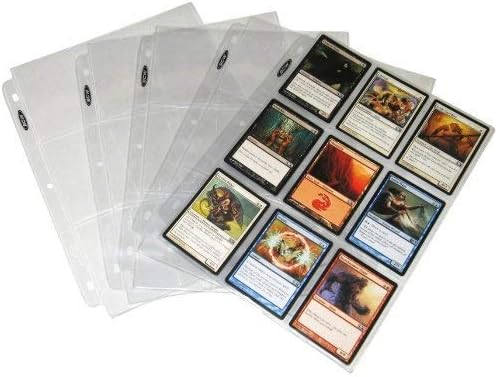 BCW PRO9T-100 (25 Trading Card 3-Ring Binder Pages - Holds 9 Cards - Clear Brand