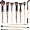 BEAKEY Brochas de Maquillaje, Set Vegano de 12 Piezas para Base y Sombras | Fibras Taklon suaves de alta densidad con mangos de abedul duraderos, fáciles de limpiar para rutina diaria de maquillaje, Taklon, 12 Piezas 2