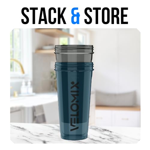 Image of VELOMIX -2 Pack- 28 oz Protein Shaker Bottles for Protein Mixes - 2x Wire Whisk | Leak Proof Shaker Cups for Protein Shakes and Pre Workout | Protein Shaker Bottle Pack (A3) ColorBurst Set