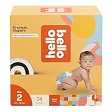 Hello Bello Premium Diapers Size 2, Honeysuckle Designs, 74ct Club Box, Hypoallergenic and Extra Absorbent