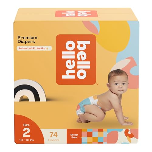 Image of Hello Bello Premium Diapers Size 2, Honeysuckle Designs, 74ct Club Box, Hypoallergenic and Extra Absorbent