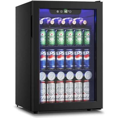 Feelfunn Wine Cooler, 26 Bottle 95 Can Mini Wine Fridge with Clear Glass Door for Beer Soda Water Drink, Small Wine Cellar Beverage Refrigerator for Bedroom Office Home Bar Dorm, 2.6 Cu.Ft Cover