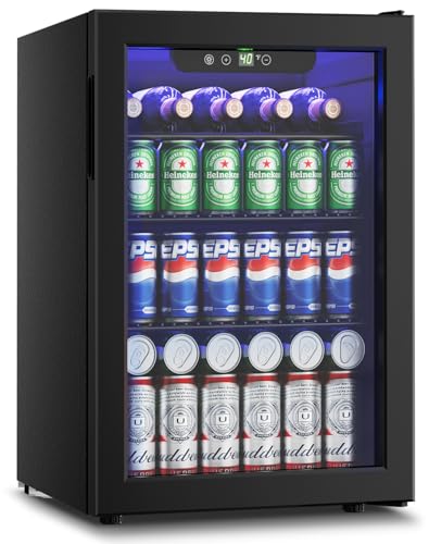 Wine Cooler, 26 Bottle 95 Can Mini Wine Fridge with Clear Glass Door for Beer Soda Water Drink, Small Wine Cellar Beverage Refrigerator for Bedroom Office Home Bar Dorm, 2.6 Cu.Ft