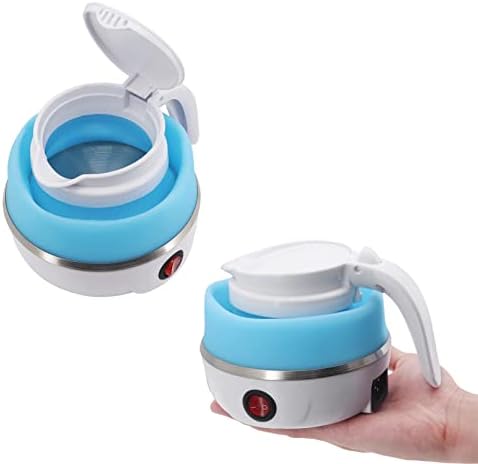 Foldable Electric Kettle, Portable Travel Kettle 0.6L Food Grade Silicone Electric Kettle for Camping Travel and Bedroom