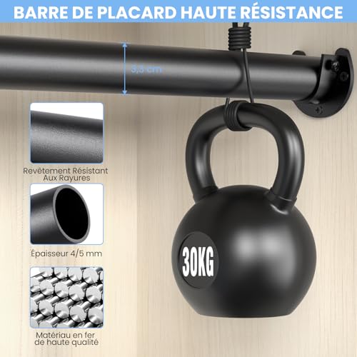 Tringle dressing extensible pour optimiser armoires et buanderies