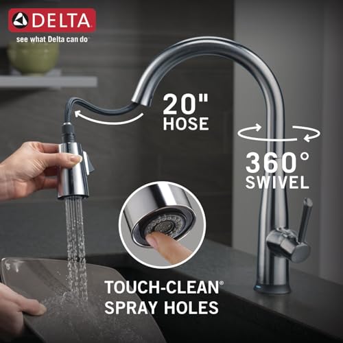 Image of Delta Faucet 9113T-AR-DST Essa Single Handle Pull-Down Kitchen Faucet with Touch2O Technology and Magnetic Docking, Arctic Stainless