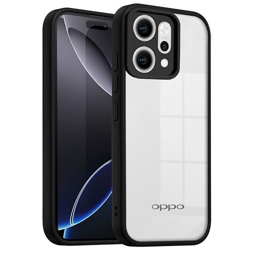 Image of V-TAN Back Cover Compatible with Oppo Reno14 Pro 5G Case, Transparent Clear, TPU, Camera Protective Shockproof Cover (Black)