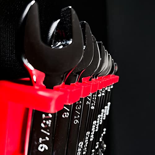 Olsa Tools Magnetic Wrench Organizer (Red) | Wrench Holder Fits Wrenches Sae 3/8" Thru 15/16" & Metric 10Mm Thru 19Mm | Professional Grade #TOP6