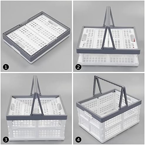 Vcansay 16 L Collapsible Plastic Storage Crates, Foldable Shopping Baskets, 2 Packs