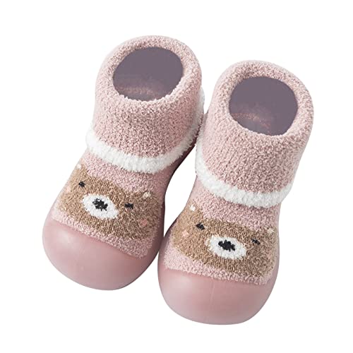 Toddler Cute Cartoon Socks Shoes Boys Girls First Walking Shoes Thickened Warm Shoes Non Slip Floor Socks Shoes