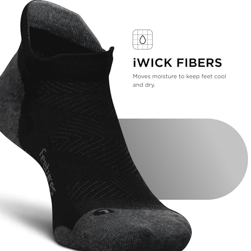 Feetures Elite Max Cushion No Show Tab Ankle Socks - Sport Sock with Targeted Compression - New Black, M (6 Pair) - Thumbnail 5