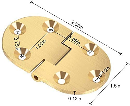 Yosoo Solid Brass Butler Tray Hinge 2-1/2"X1-1/2" With Screws Satin Finish For Folding Tables - Gold, 2Pcs #TOP6