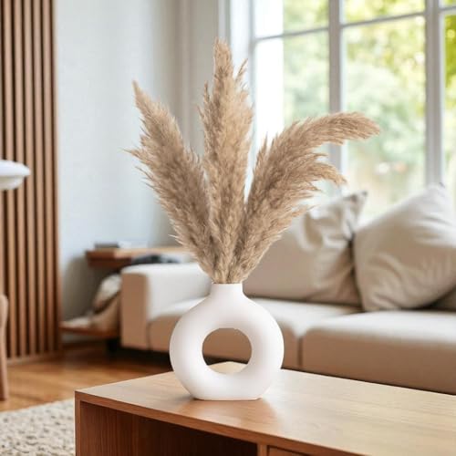 Image of Decorative Glass Vase for Flower Plants | Clear Glass vases for Home Decor | Glass vase for Living Room (Donut)