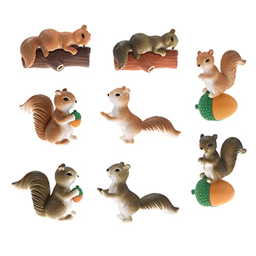 8Pcs Figurines Squirrel Miniature Ornaments Mini Animals Figurines Garden Decorative Accessories for DIY Making Home Decor