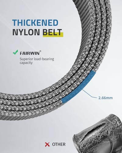 FAIRWIN Tactical Belt, Military Style Webbing Riggers Web Belt Heavy-Duty Quick-Release Metal Buckle Belt for Men (Grey, M 36"-42")