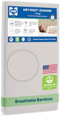 Infant & Toddler Crib Mattress - Airy Night 2-Stage, Waterproof and Breathable, GREENGUARD GOLD Certified, Made in USA, 52x28