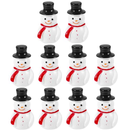 10pcs Cute Snowman Figurines Set: Miniature Glittered Resin Micro Landscapes Winter Decoration for Crafts DIY Xmas Party