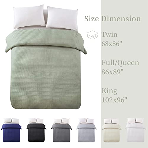 Hollyhome Luxury Checkered Super Soft Solid Single Pinsonic Quilted Bed Quilt Bedspread Bed Cover 102"X96", Sage Light Green, King #TOP4