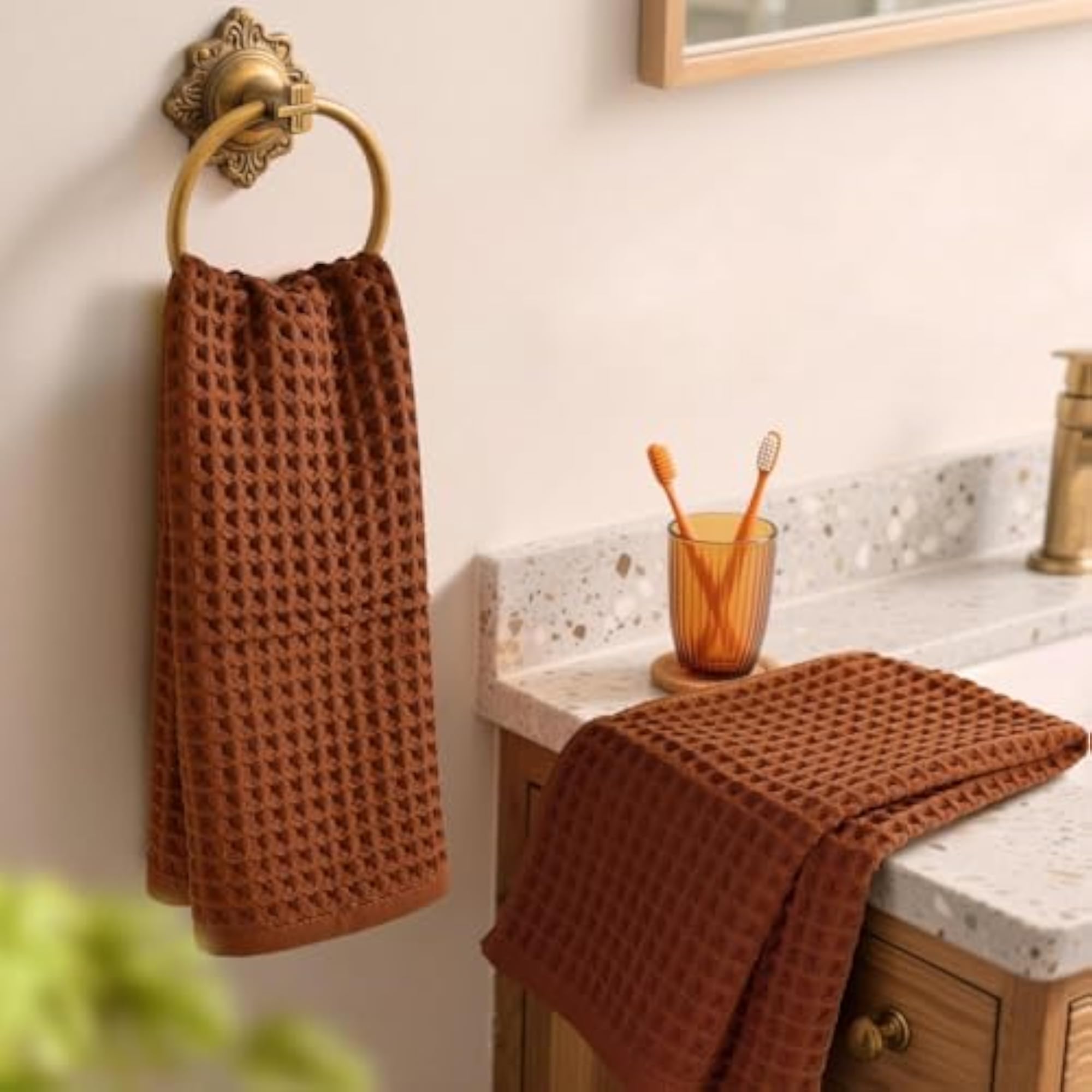 Waffle Hand Towels Set, 2-Piece for Kitchen