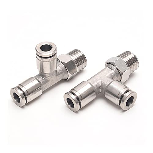 ezqnirk 1PCS 304 Stainless Steel Pneumatic Quick Connector BSP Trachea Connector air Connector Side External Thread,PD4-01