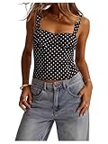 SOLY HUX Women's Polka Dots Corset Tops Y2k Sleeveless Bustier Going Out Crop Tank Top Black Polka Dots Small