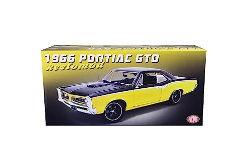 1966 Pontiac GTO Restomod, amarillo y negro modelo 1:18 miniatura 4