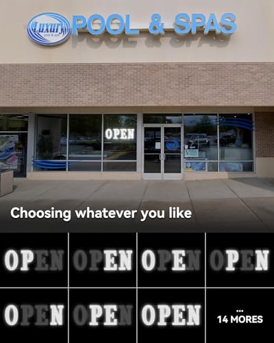 Image of Open Sign for Business, 40 inchx14 inch Jumbo Open Sign with Timer and Remote Control, Dynamic Light Modes Led Signs for Storefront Window Bar Salon Cafes Retail Shops White