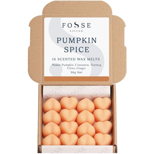 Pumpkin Spice Soy Wax Melts 16 Pack | Warm Cinnamon Nutmeg & Spice | Natural Vegan & Plastic Free | Up to 96 Hrs Scent | Pet Safe | Handmade in UK Fosse Living