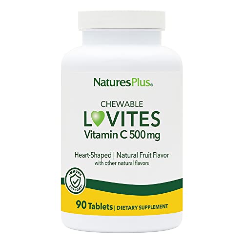 NaturesPlus Lovites - 90 Chewable, Heart-Shaped Tablets - 500mg Vitamin C - Natural Fruit Flavor - Vegan, Gluten Free - 90 Servings NaturesPlus Lovites - 90 Chewable, Heart-Shaped Tablets - 500mg Vitamin C - Natural Fruit Flavor - Vegan, Gluten Free - 90 Servings