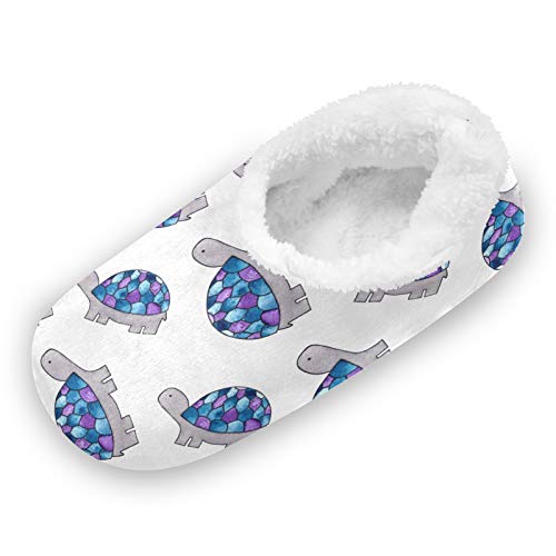 TropicalLife LUCKYEAH - Zapatillas de acuarela para casa de tortuga de mar para mujeres y hombres, zapatillas de pies peludos, cómodas y cálidas de espuma viscoelástica, zapatillas de felpa