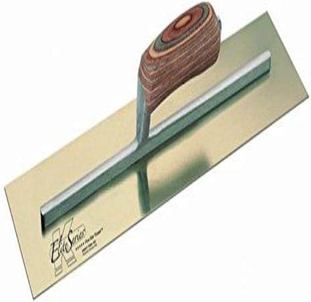 Kraft Tool CFE545 Elite Series Five Star Golden Stainless Steel Cement Finish Trowel with Wood Handle, 16 x 5-Inch