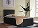 Meblito Boxspringbett Bruno Mini mit Gepolstertem Kopfteil, Jugendbett mit Bettkasten, in 2 Breiten erhältlich - B100 x L200 cm, H3-Matratze, Hochelastischer Topper 4 cm Hoch