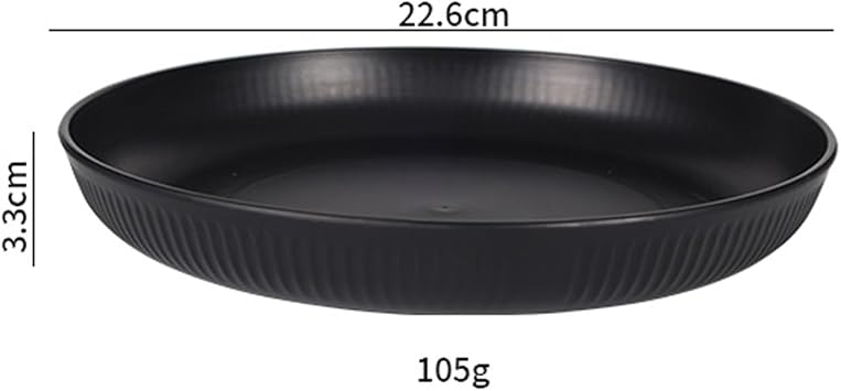 Camping Plate, Unbreakable Deep Picnic Plate Set 8,Reusable Dinner Plate Set, Microwave and Dishwasher Safe Plastic Dinner Plates for Salad, Pasta, Party, Home (Black-8)