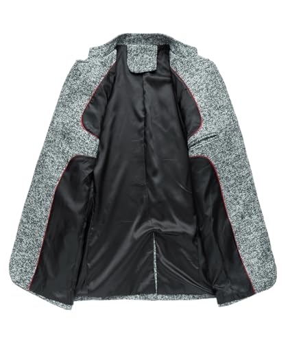 Mens Casual Suit Jacket Stand Up Sport Coat Vintage Mandarin Collar Blazer Single Breasted Dress Coat for Party JJK0123