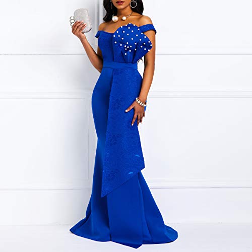 Image of Floor-Length Pearl Sleevelevess A-Line Women's Maxi Dress Long Dress