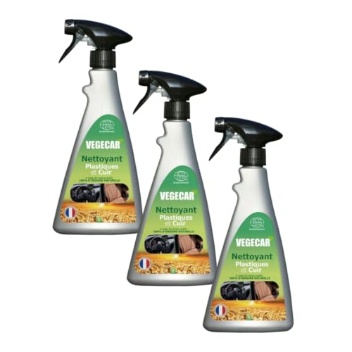 DSTOCK60-Nettoyant Plastique & Cuir VEGECAR 500ml – Spray Écologique Certifié Ecocert, Formule Végétale, Nettoie Rénove Protège Tableau de Bord, Cuir, Similicuir, Caoutchouc (3)