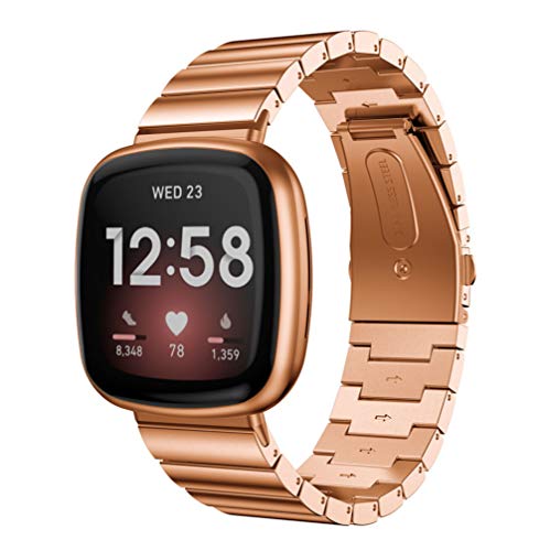 Comtax Compatible with Fitbit Versa3 �o���h �ɑΉ� �X�e�����X�o���h �X�e�����X�� Fitbit Sense�r�W�l�X�o���h �H��t�� (���[�Y�S�[���h)