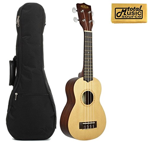 Kala KA-15S-S Spruce Soprano Ukulele Bundle with Gig Bag & TMS Polishing Cloth