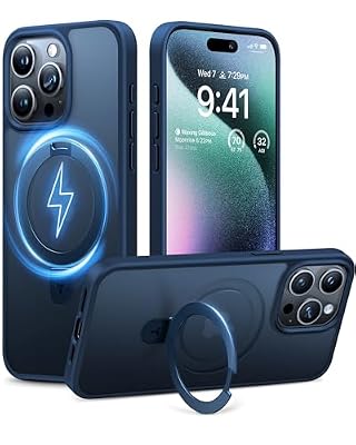 TORRAS Ostand for iPhone 16 Pro Case Magnetic Stand, Navy Blue 6.3"