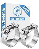 Pangaea Tech Gelenkbolzenschelle Edelstahl 56-59 mm 2er Set - Extra stark dank M6-Spannbolzen - Schlauchschellen Edelstahl - 22mm Bandbreite - V2A W4 Qualität nach DIN3023